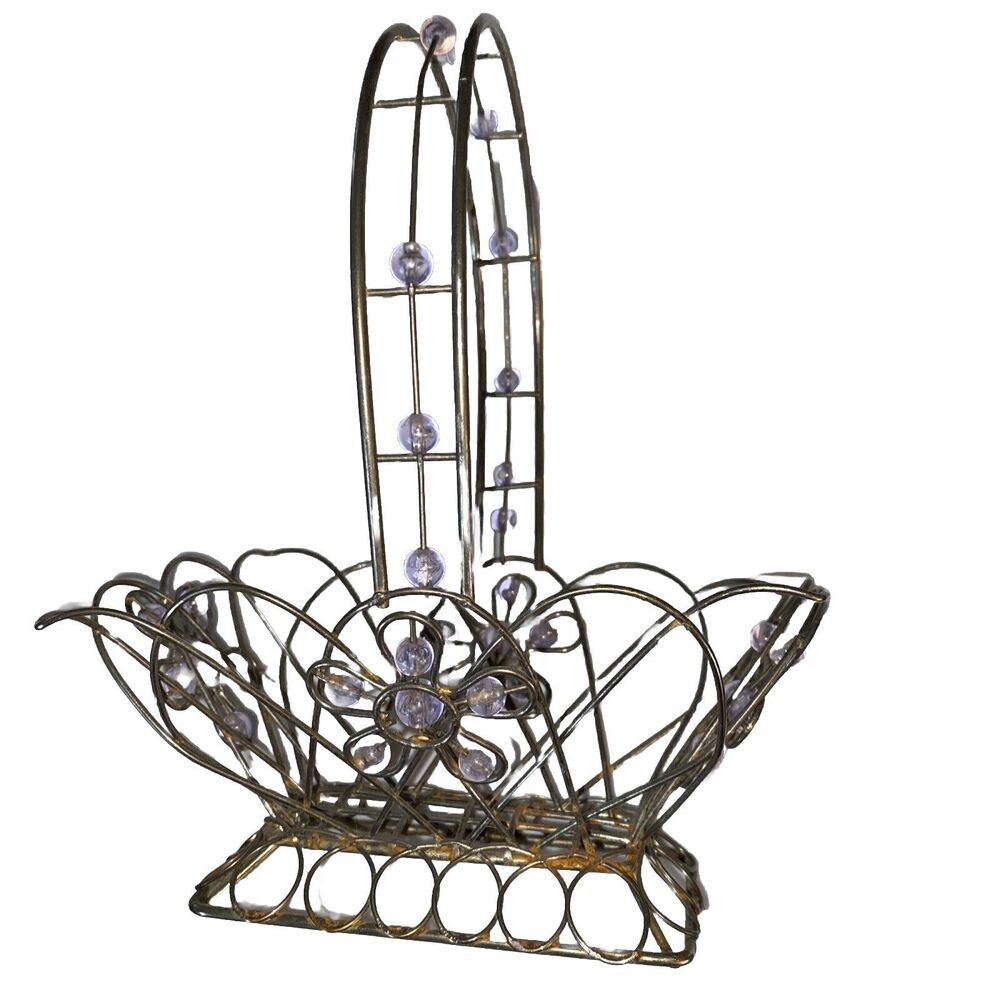 Metal Basket Light Lavender Beaded